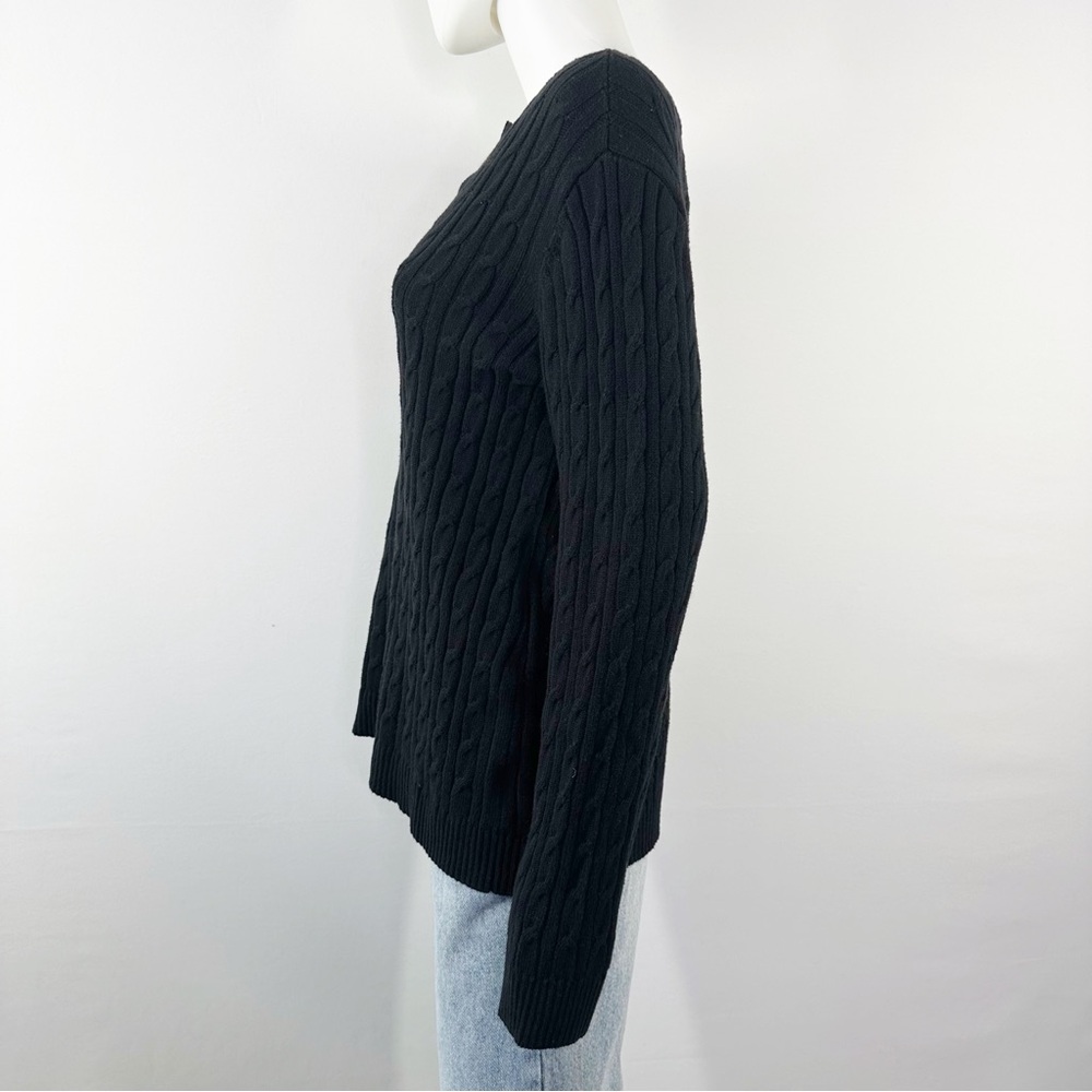 Charter Club Black Cable Knit Sweater Size 1X Casual Classic Winter Preppy NEW - Picture 4 of 10